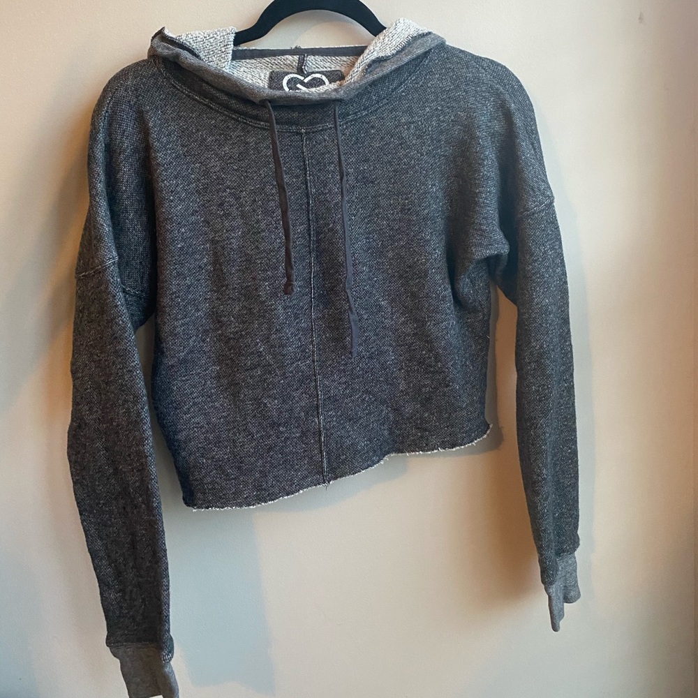 Crop top distressed hoodie